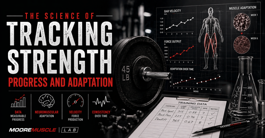 Science of tracking strength progress and adaptation with barbell, data charts, velocity metrics, and neuromuscular performance analysis