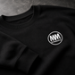 Heavyweight Crew Neck close up detail showing the embroidered MM logo
