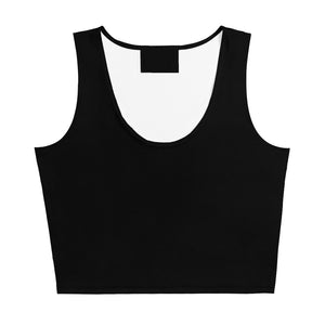 Black crop top, front view, plain front panel