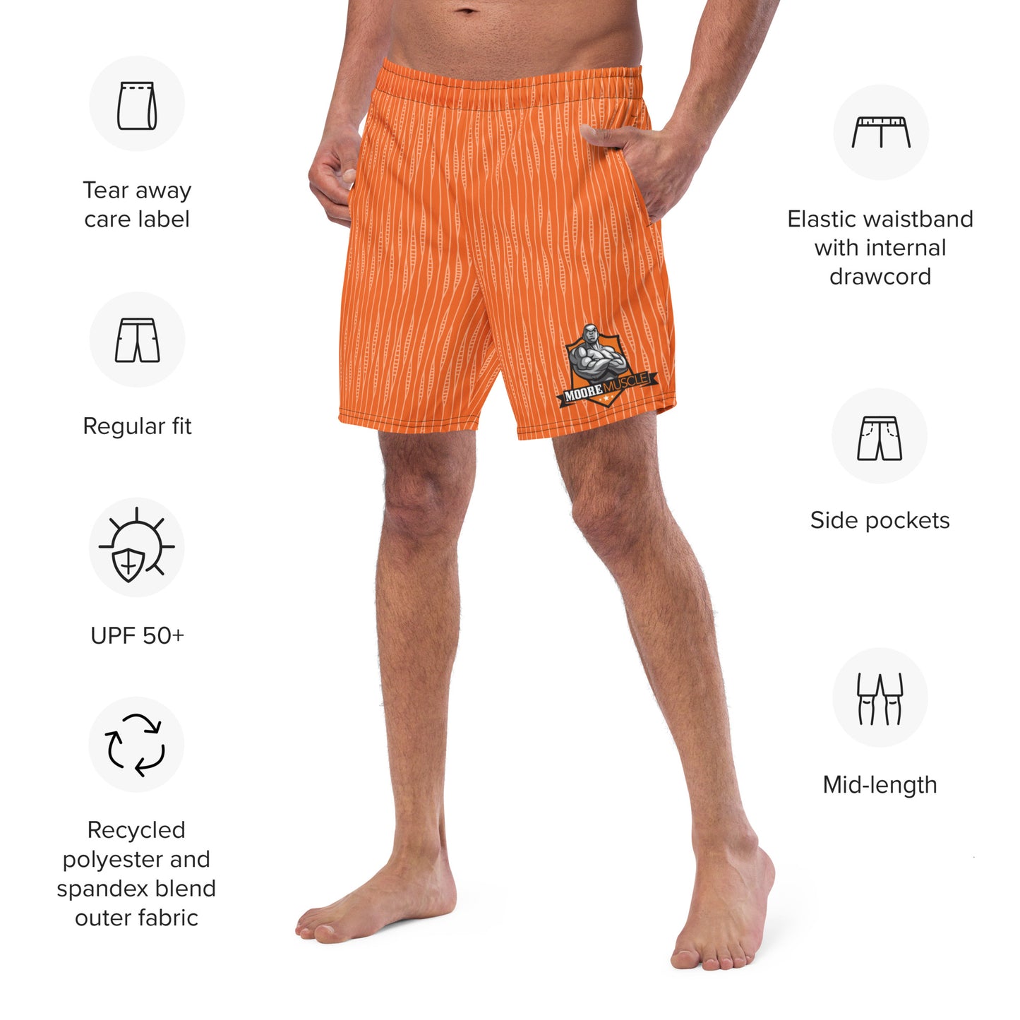 MooreMuscle Orange Swim Trunks