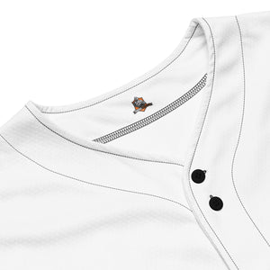 Close-up of jersey neckline with buttons and inside seam detail