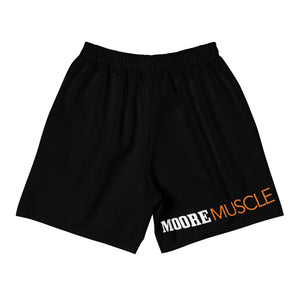 Black MooreMuscle Bench Press shorts showing MooreMuscle logo on back leg