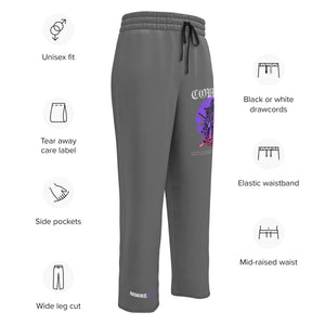 Courage wide leg sweatpants design features including side pockets and relaxed unisex fit