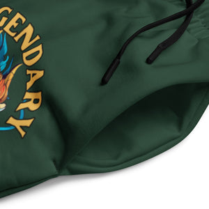 Close-up of Legendary Sweatpants showing gold ‘Legendary’ text and drawstring waistband detail.