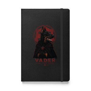 Black hardcover Vader notebook featuring Doberman Sith artwork and red graphic details