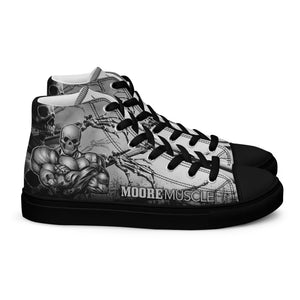 MooreMuscle skull high top sneakers black sole angled side product view