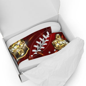 MooreMuscle red lifting shoes partially wrapped in packaging