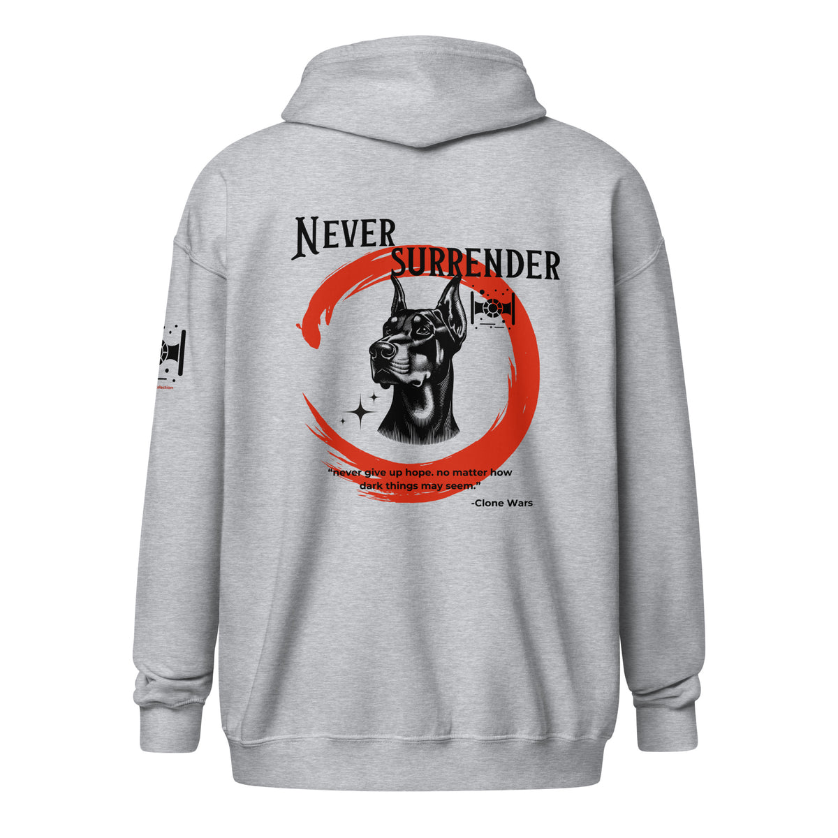 Never Surrender Zip Hoodie | Unisex Heavyweight Fleece