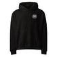 MooreMuscle black heavyweight hoodie with embroidered MM logo on chest front view