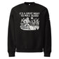 Black sweatshirt with graphic design and text 'It's a great night to pull sleds!' on a white background