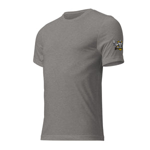 Gray tri-blend tee, front view, clean minimalist front