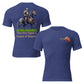 MM Apparel unisex tri-blend t-shirt showing small chest logo on front and knight graphic with medieval text on back.