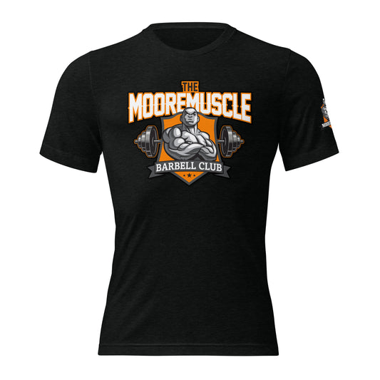 MooreMuscle MMBC Barbell Club t-shirt front design with logo graphic