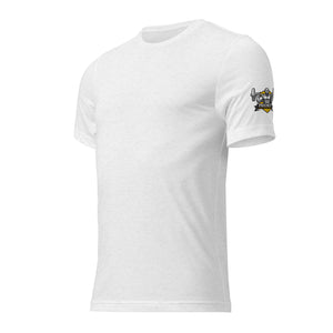 White MooreMuscle Legendary t-shirt front with sleeve logo