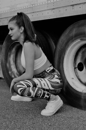MooreMuscle High Waist Leggings — Snake and Skull Black and White