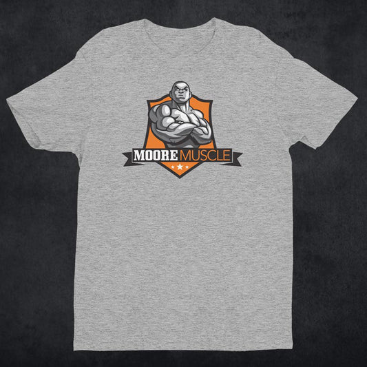 MooreMuscle Men's Fitted Logo Tee Grey