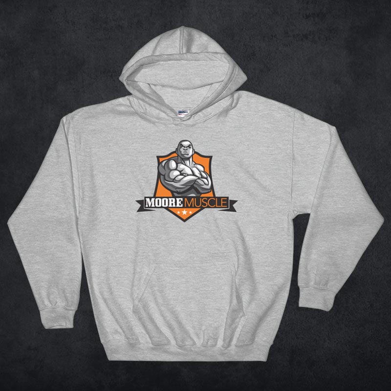 MooreMuscle Heavyweight Logo Hoodie — Grey