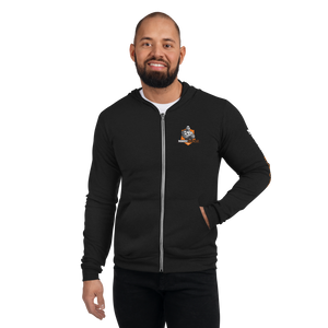 MMBC Team Zip Hoodie front view black full zip hoodie with chest logo and zipper