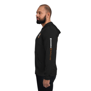 MMBC Team Zip Hoodie side view black hoodie showing sleeve detail and athletic fit