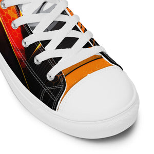 Close-up of MooreMuscle high top lifting shoes showing toe box and lace detail